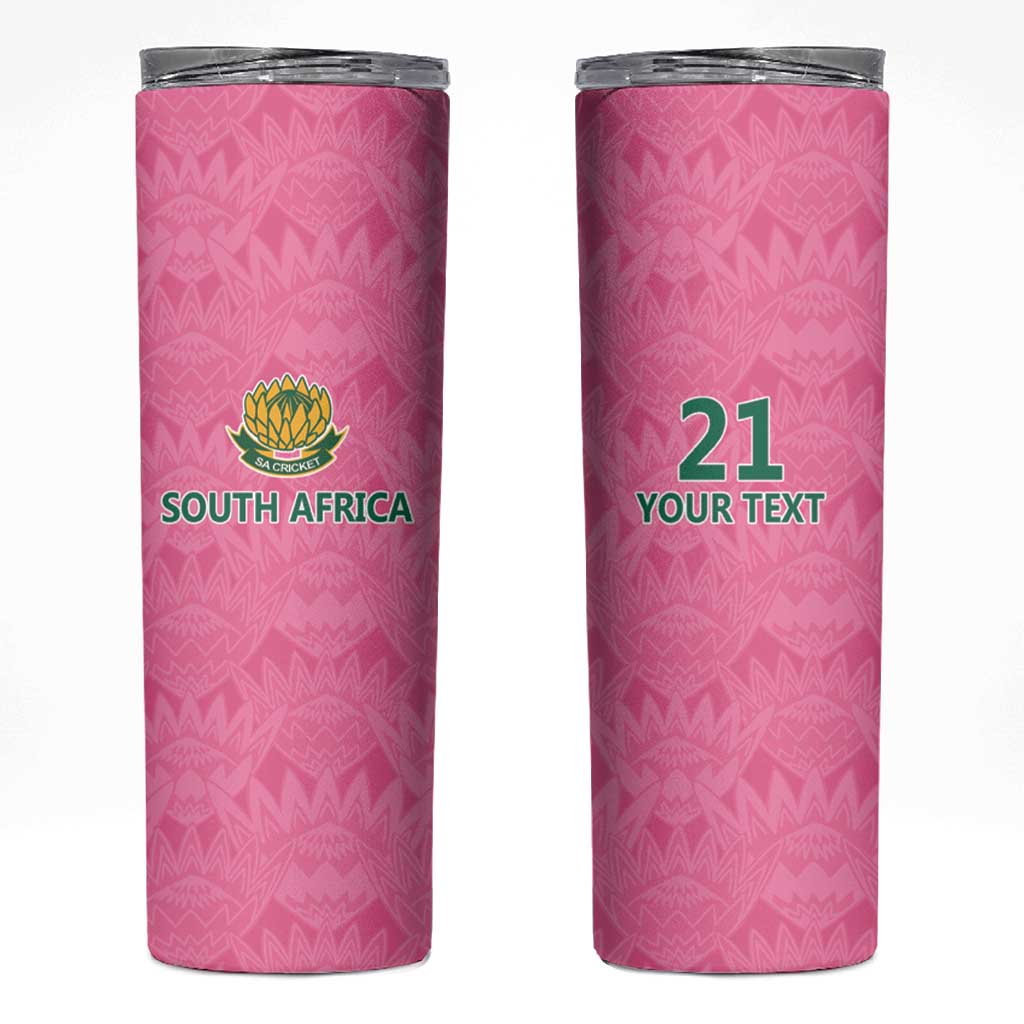 Pink South Africa Cricket Custom Skinny Tumbler Proteas Be Way Pink