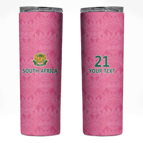 Pink South Africa Cricket Custom Skinny Tumbler Proteas Be Way Pink