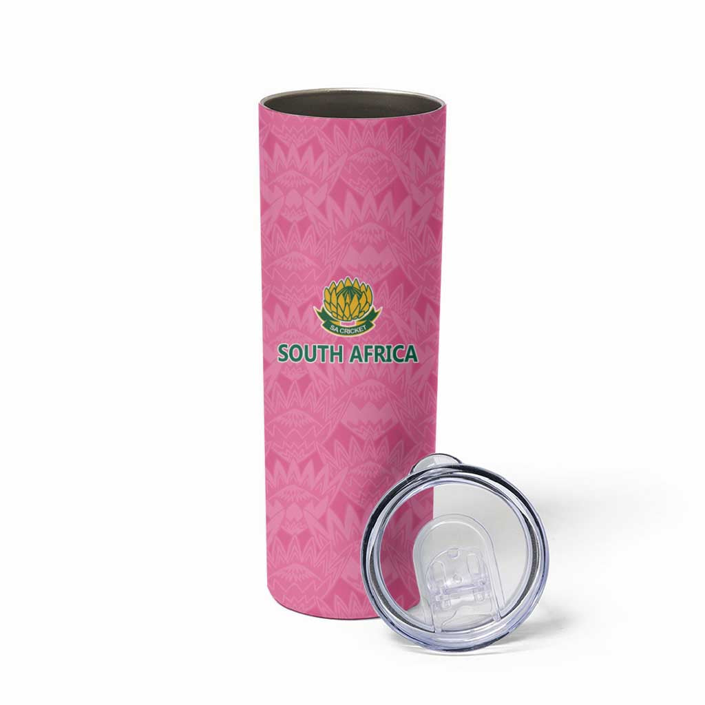Pink South Africa Cricket Custom Skinny Tumbler Proteas Be Way Pink