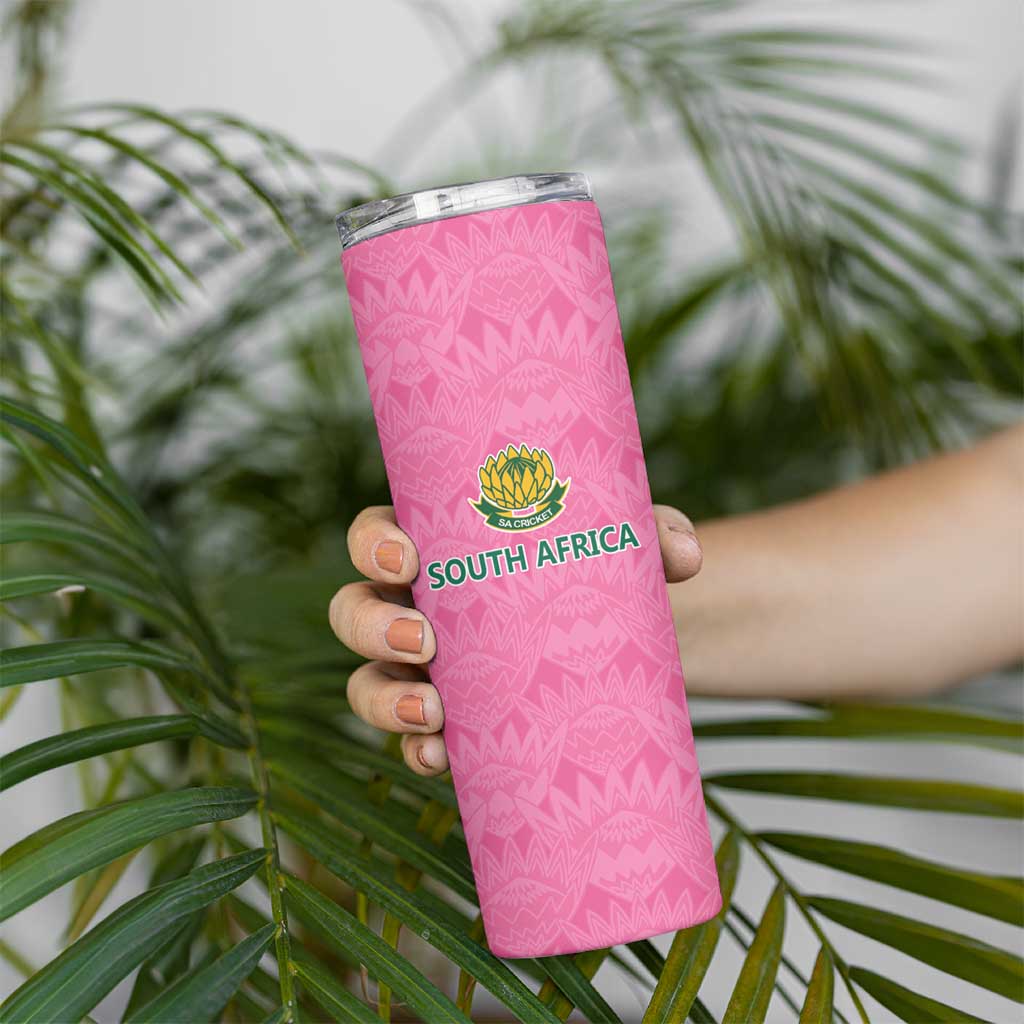 Pink South Africa Cricket Custom Skinny Tumbler Proteas Be Way Pink