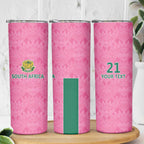 Pink South Africa Cricket Custom Skinny Tumbler Proteas Be Way Pink
