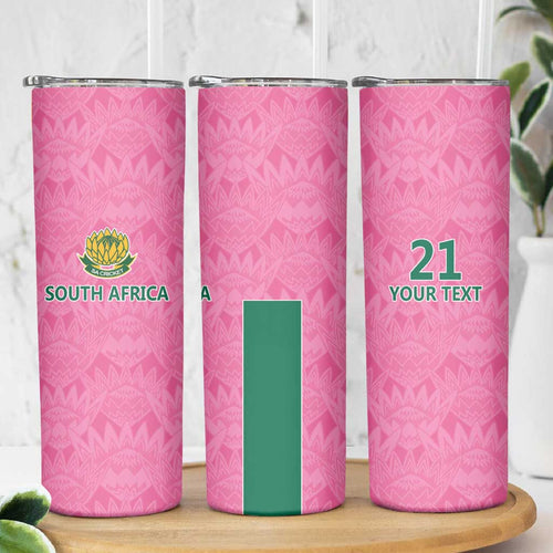 Pink South Africa Cricket Custom Skinny Tumbler Proteas Be Way Pink