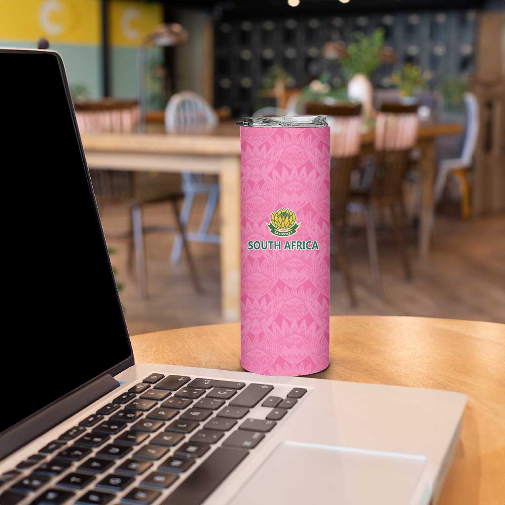 Pink South Africa Cricket Custom Skinny Tumbler Proteas Be Way Pink