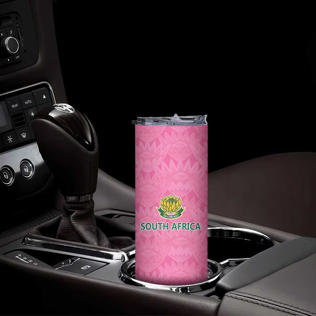 Pink South Africa Cricket Custom Skinny Tumbler Proteas Be Way Pink