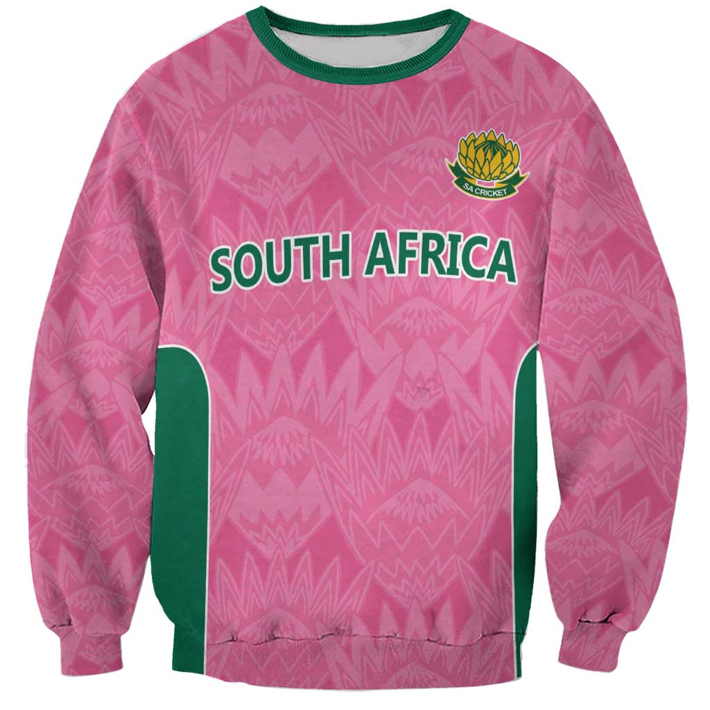 Pink South Africa Cricket Custom Sweatshirt Proteas Be Way Pink