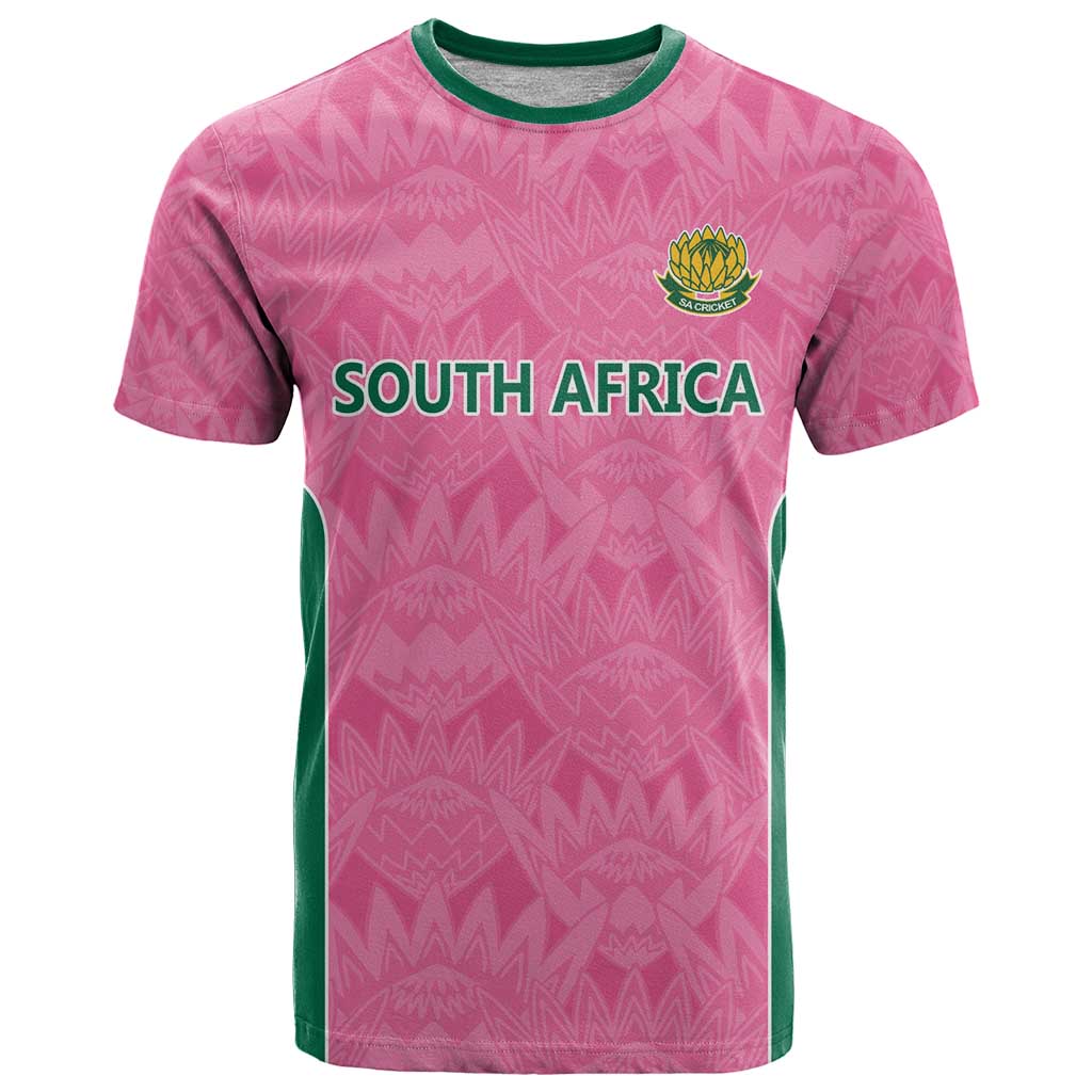 Pink South Africa Cricket Custom T Shirt Proteas Be Way Pink