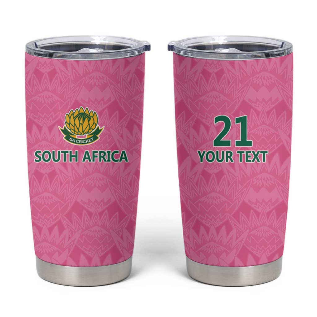 Pink South Africa Cricket Custom Tumbler Cup Proteas Be Way Pink