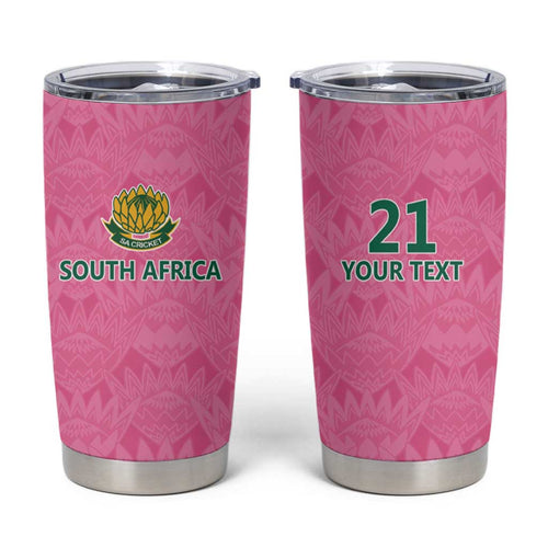 Pink South Africa Cricket Custom Tumbler Cup Proteas Be Way Pink