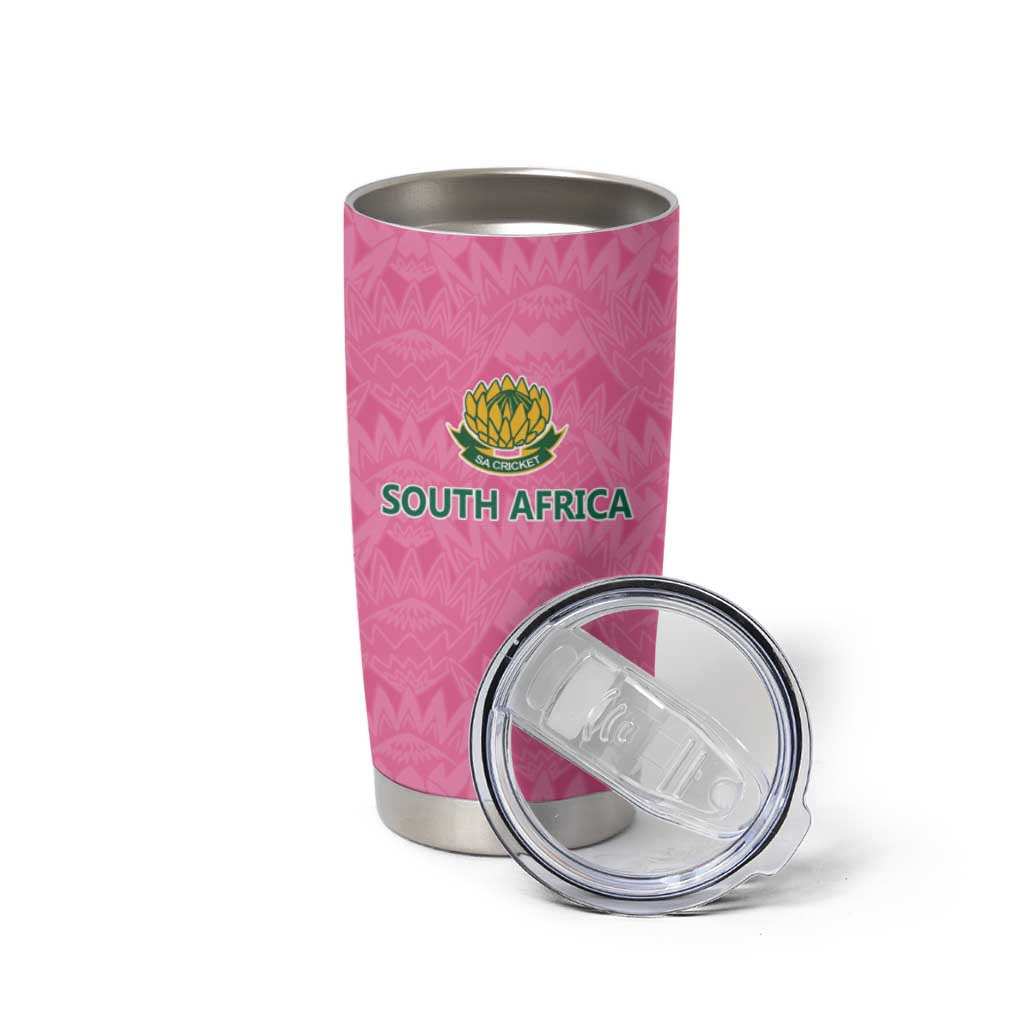 Pink South Africa Cricket Custom Tumbler Cup Proteas Be Way Pink