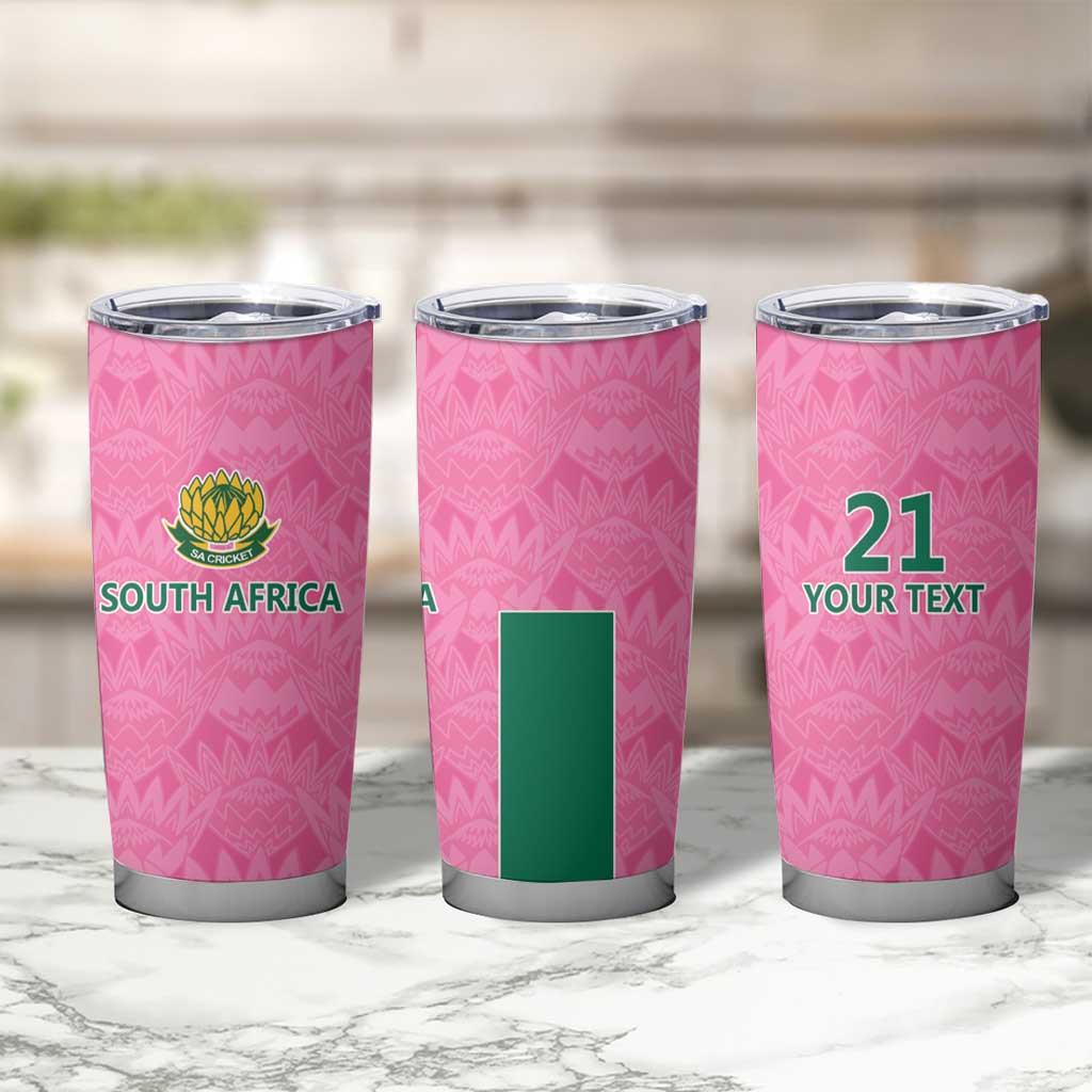 Pink South Africa Cricket Custom Tumbler Cup Proteas Be Way Pink