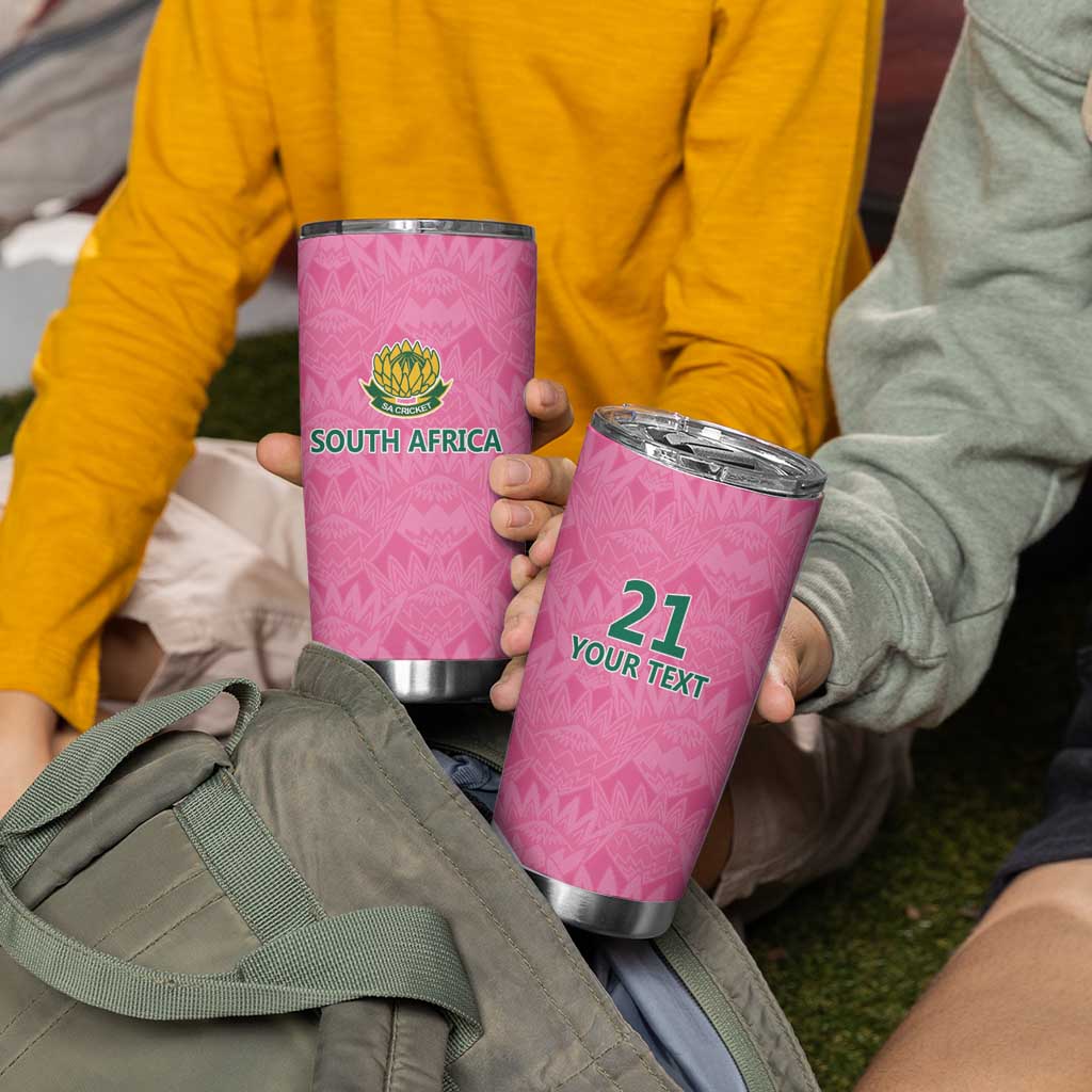 Pink South Africa Cricket Custom Tumbler Cup Proteas Be Way Pink