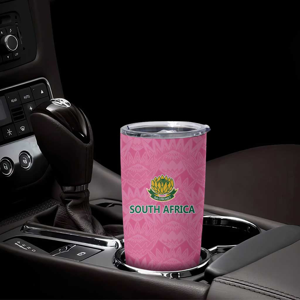 Pink South Africa Cricket Custom Tumbler Cup Proteas Be Way Pink