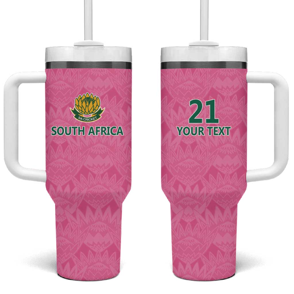 Pink South Africa Cricket Custom Tumbler With Handle Proteas Be Way Pink