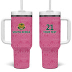 Pink South Africa Cricket Custom Tumbler With Handle Proteas Be Way Pink