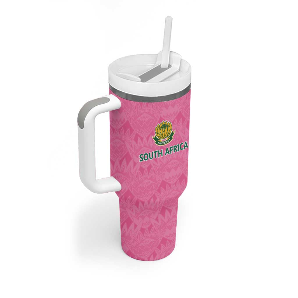 Pink South Africa Cricket Custom Tumbler With Handle Proteas Be Way Pink