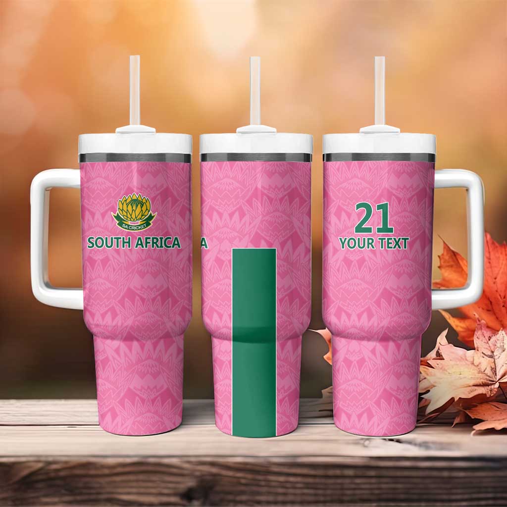 Pink South Africa Cricket Custom Tumbler With Handle Proteas Be Way Pink