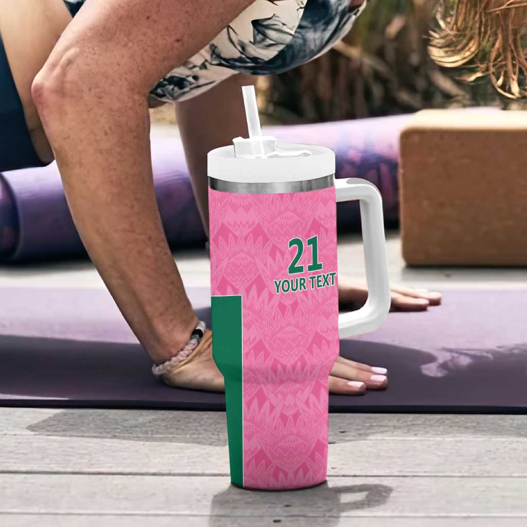 Pink South Africa Cricket Custom Tumbler With Handle Proteas Be Way Pink