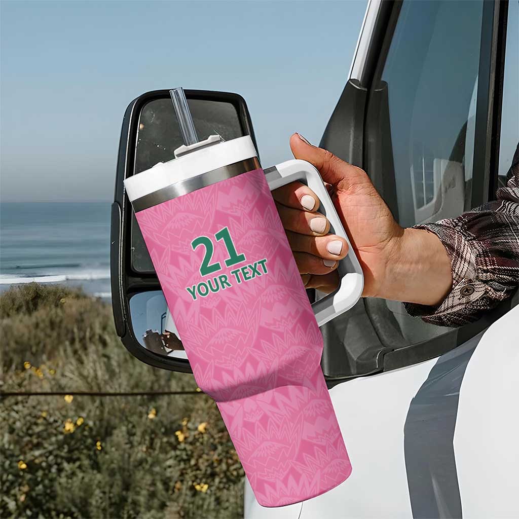 Pink South Africa Cricket Custom Tumbler With Handle Proteas Be Way Pink