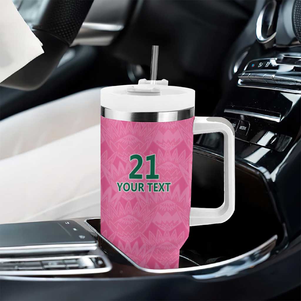 Pink South Africa Cricket Custom Tumbler With Handle Proteas Be Way Pink
