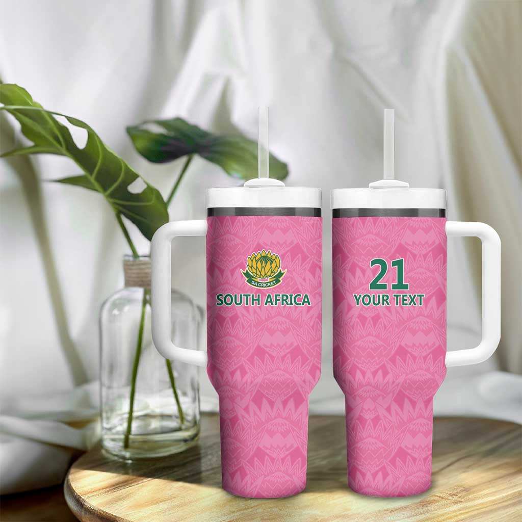 Pink South Africa Cricket Custom Tumbler With Handle Proteas Be Way Pink
