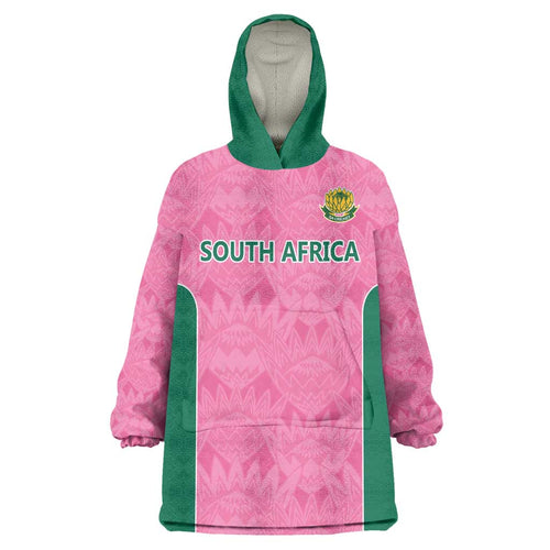 Pink South Africa Cricket Custom Wearable Blanket Hoodie Proteas Be Way Pink