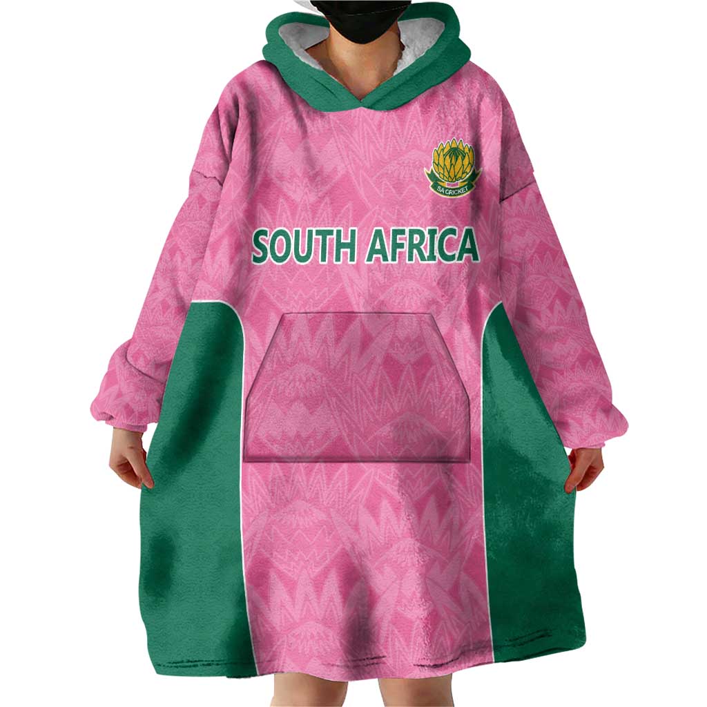 Pink South Africa Cricket Custom Wearable Blanket Hoodie Proteas Be Way Pink