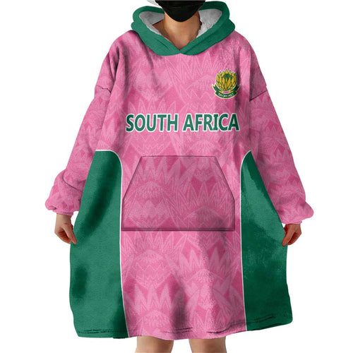 Pink South Africa Cricket Custom Wearable Blanket Hoodie Proteas Be Way Pink