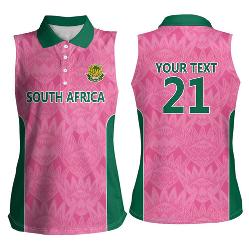 Pink South Africa Cricket Custom Women Sleeveless Polo Shirt Proteas Be Way Pink
