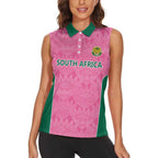 Pink South Africa Cricket Custom Women Sleeveless Polo Shirt Proteas Be Way Pink