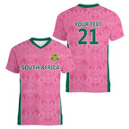 Pink South Africa Cricket Custom Women V-Neck T-Shirt Proteas Be Way Pink