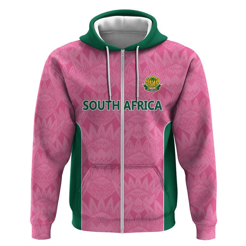 Pink South Africa Cricket Custom Zip Hoodie Proteas Be Way Pink