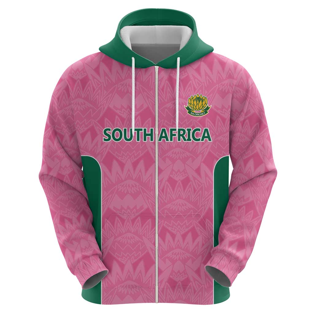 Pink South Africa Cricket Custom Zip Hoodie Proteas Be Way Pink