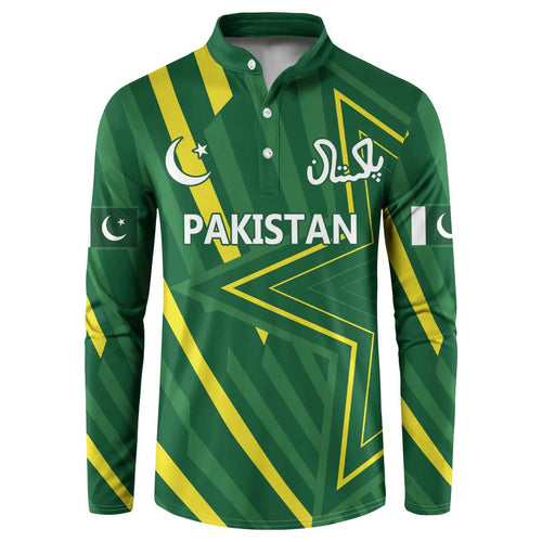Pakistan Cricket Custom Button Sweatshirt Shaheen Falcon Go Champions