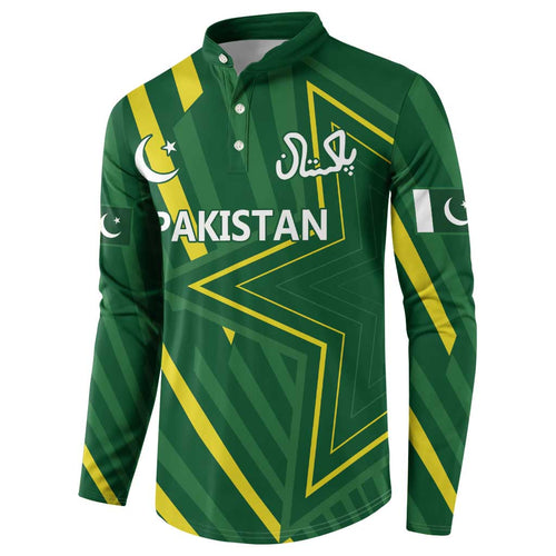 Pakistan Cricket Custom Button Sweatshirt Shaheen Falcon Go Champions