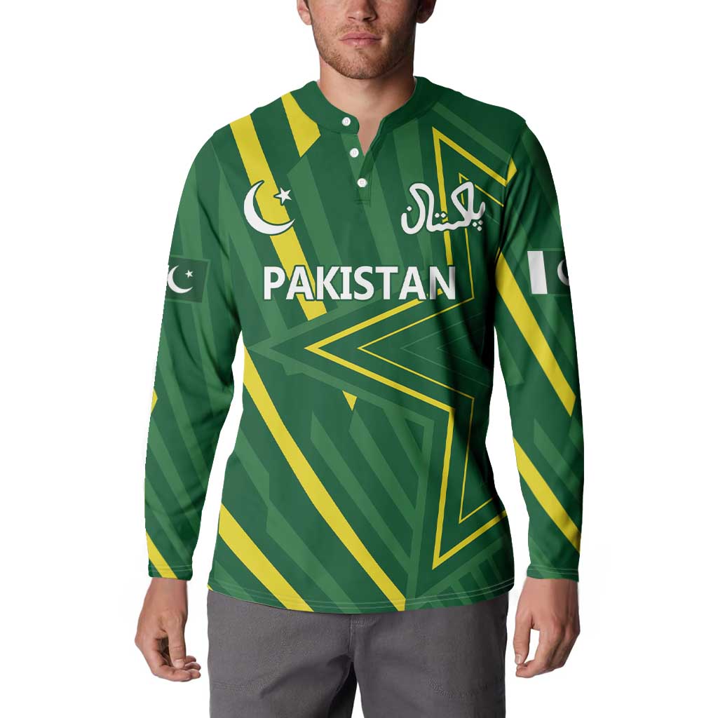 Pakistan Cricket Custom Button Sweatshirt Shaheen Falcon Go Champions