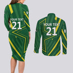 Pakistan Cricket Custom Couples Matching Long Sleeve Bodycon Dress and Long Sleeve Button Shirt Shaheen Falcon Go Champions