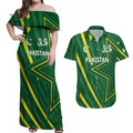 Pakistan Cricket Custom Couples Matching Off Shoulder Maxi Dress and Hawaiian Shirt Shaheen Falcon Go Champions