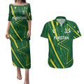 Pakistan Cricket Custom Couples Matching Puletasi and Hawaiian Shirt Shaheen Falcon Go Champions