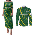 Pakistan Cricket Custom Couples Matching Puletasi and Long Sleeve Button Shirt Shaheen Falcon Go Champions