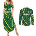 Pakistan Cricket Custom Couples Matching Summer Maxi Dress and Long Sleeve Button Shirt Shaheen Falcon Go Champions