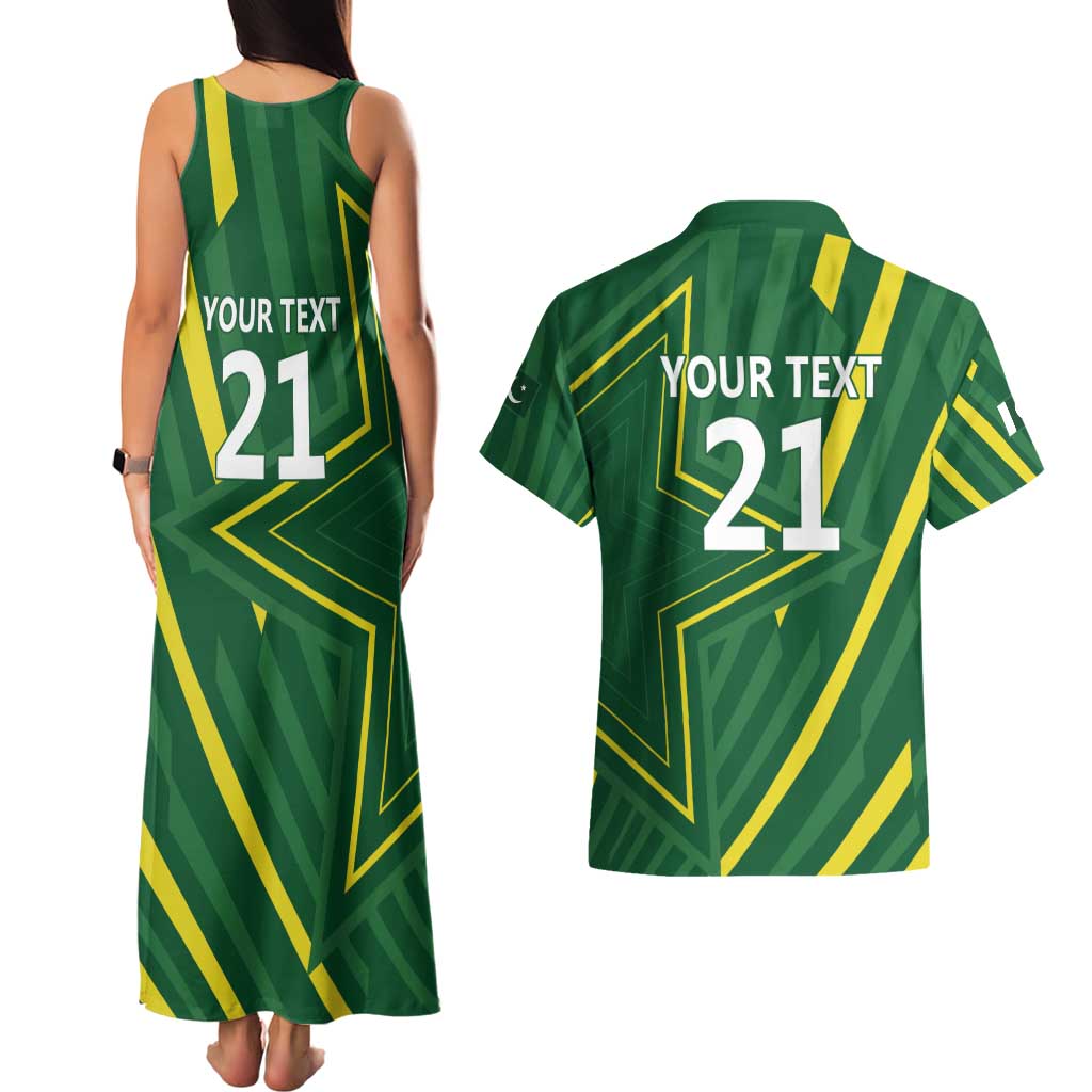 Pakistan Cricket Custom Couples Matching Tank Maxi Dress and Hawaiian Shirt Shaheen Falcon Go Champions