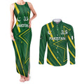 Pakistan Cricket Custom Couples Matching Tank Maxi Dress and Long Sleeve Button Shirt Shaheen Falcon Go Champions