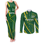 Pakistan Cricket Custom Couples Matching Tank Maxi Dress and Long Sleeve Button Shirt Shaheen Falcon Go Champions