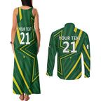 Pakistan Cricket Custom Couples Matching Tank Maxi Dress and Long Sleeve Button Shirt Shaheen Falcon Go Champions