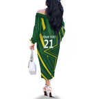 Pakistan Cricket Custom Family Matching Off The Shoulder Long Sleeve Dress and Hawaiian Shirt Shaheen Falcon Go Champions