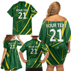 Pakistan Cricket Custom Family Matching Off Shoulder Short Dress and Hawaiian Shirt Shaheen Falcon Go Champions