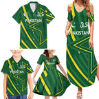 Pakistan Cricket Custom Family Matching Summer Maxi Dress and Hawaiian Shirt Shaheen Falcon Go Champions