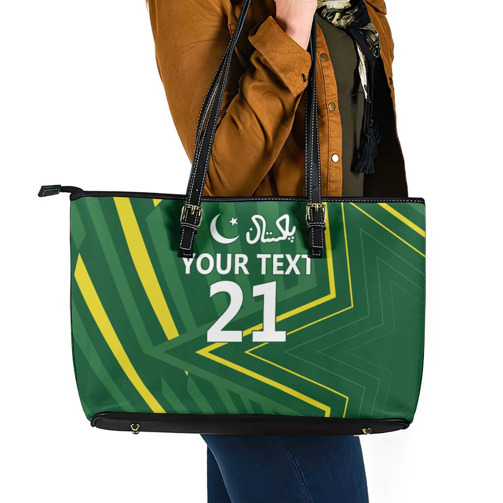Pakistan Cricket Custom Leather Tote Bag Shaheen Falcon Go Champions