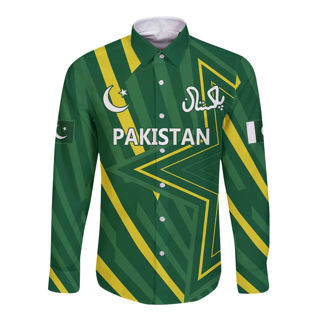 Pakistan Cricket Custom Long Sleeve Button Shirt Shaheen Falcon Go Champions