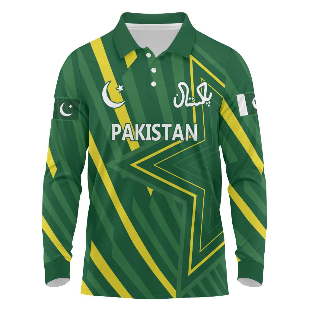 Pakistan Cricket Custom Long Sleeve Polo Shirt Shaheen Falcon Go Champions